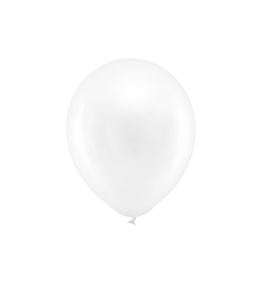 Latexové balónky 30 cm metalické, bílé, 10 ks