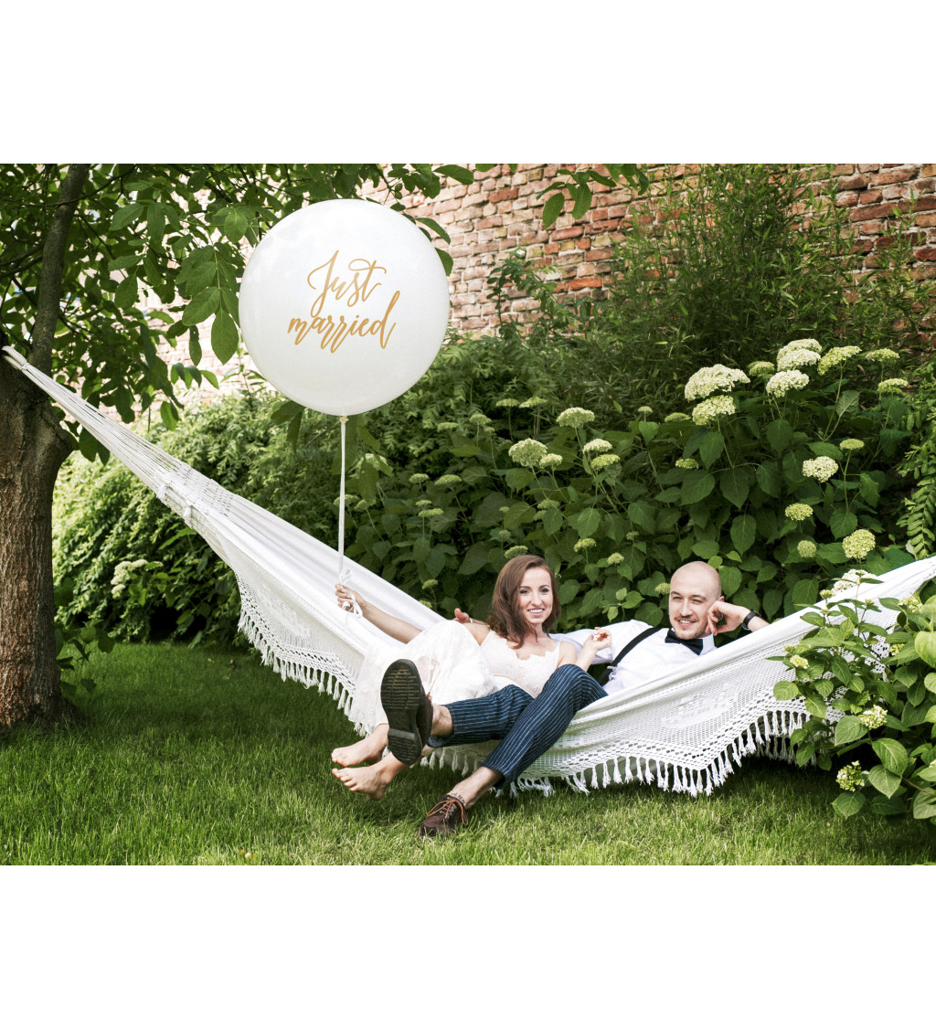 Latexový balónek obří bílý Just married 1 m