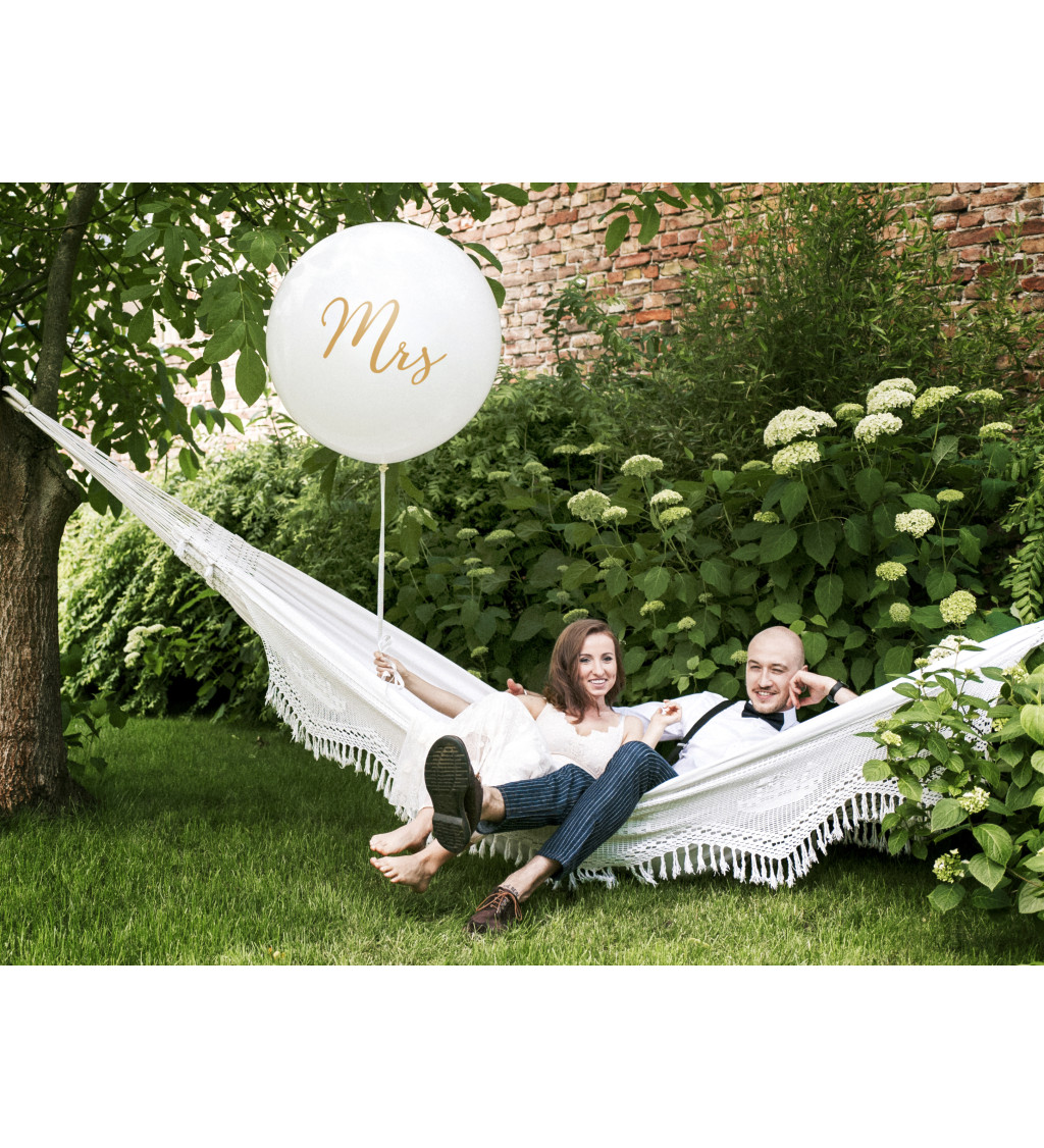 Latexový balónek bílý Mrs 1 m