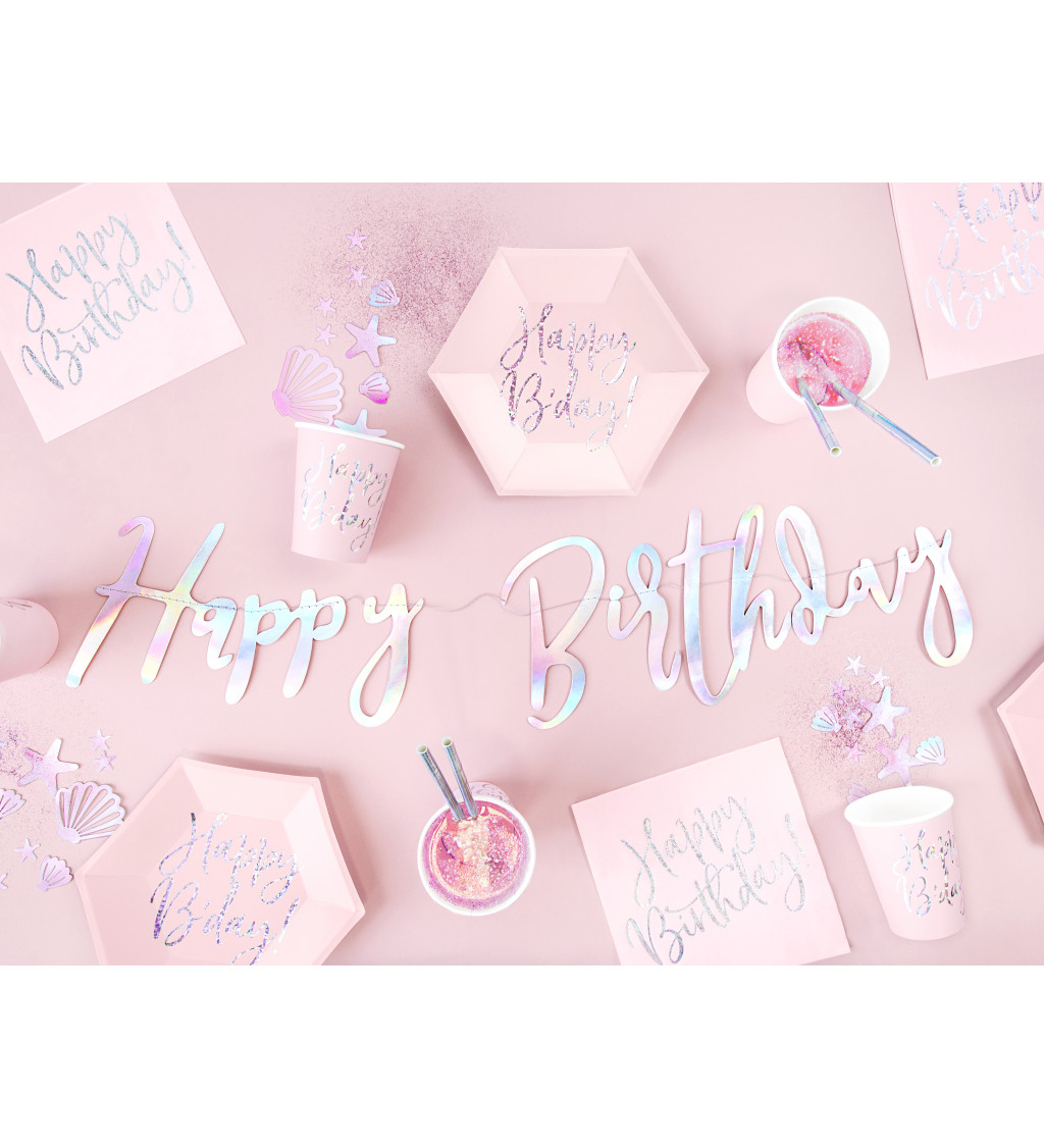 Kelímky - Happy Birthday růžové