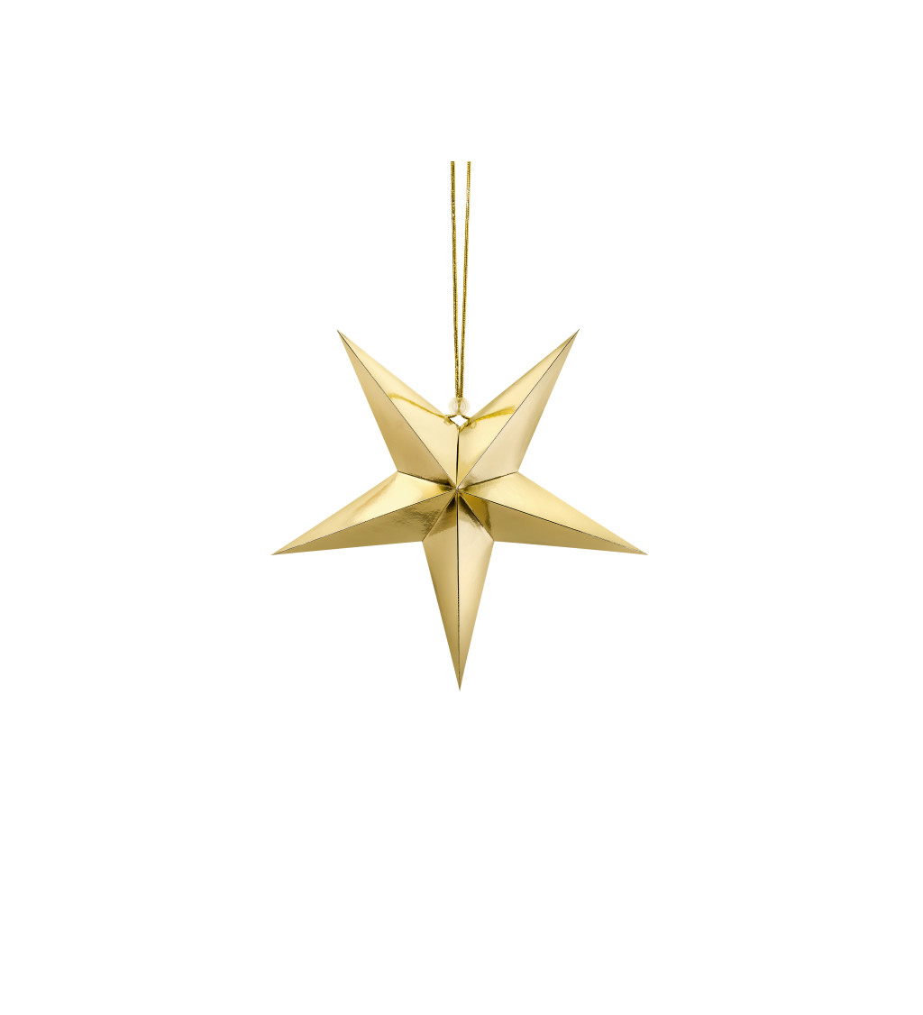 Papírová zlatá hvězda - 30 cm