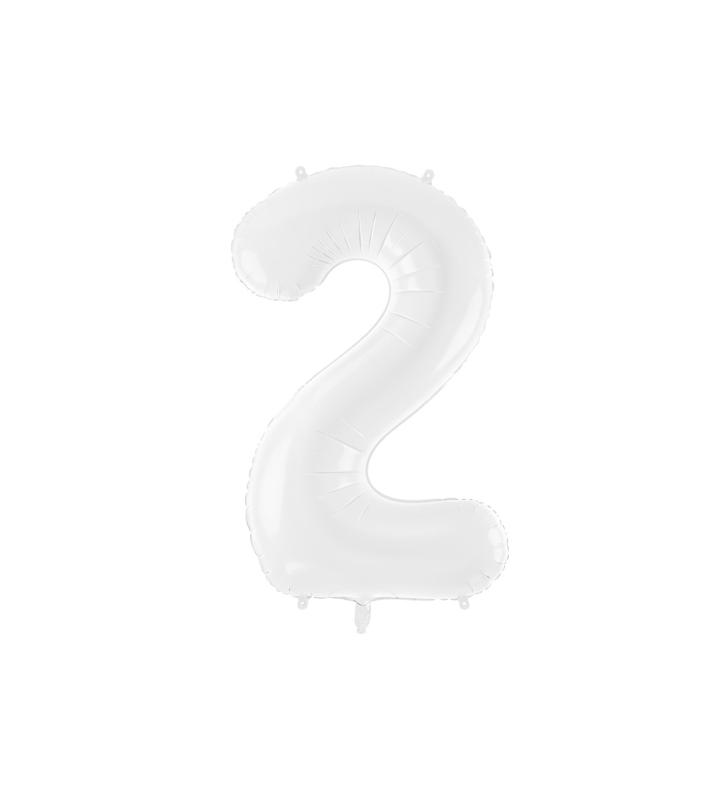 Fóliový balónek číslo 2 bílá 86 cm