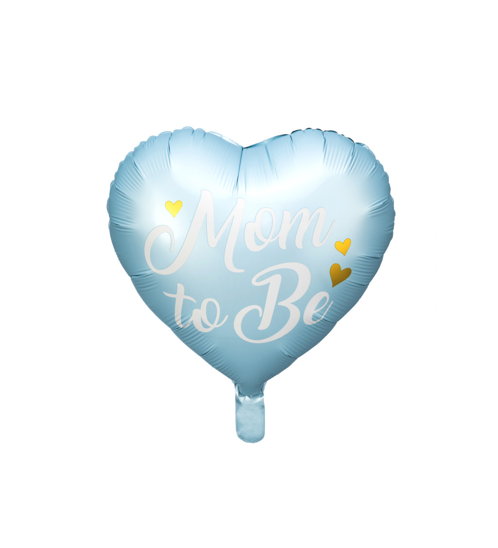 Fóliový balónek ve tvaru srdce Mom To Be světle modrý