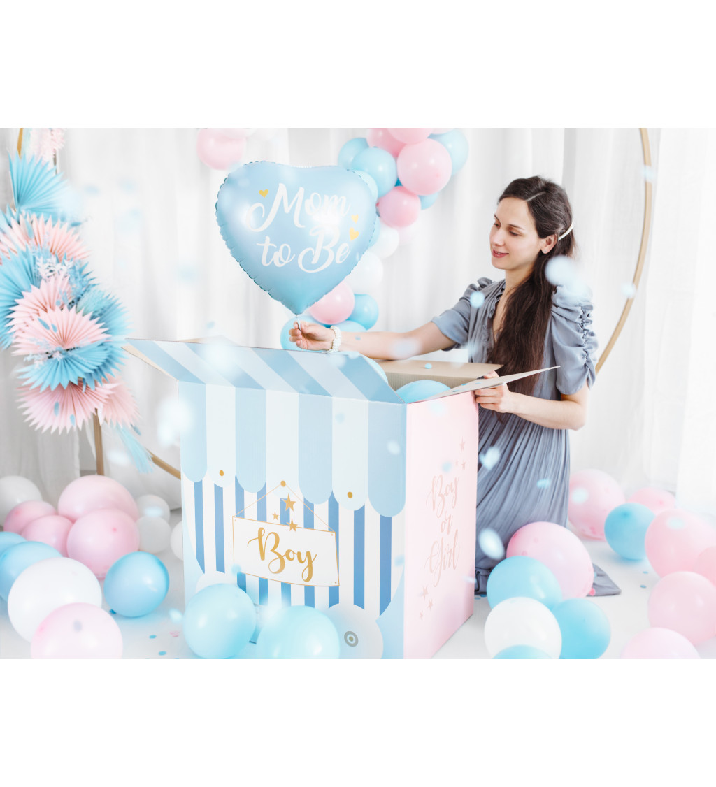 Fóliový balónek ve tvaru srdce Mom To Be světle modrý