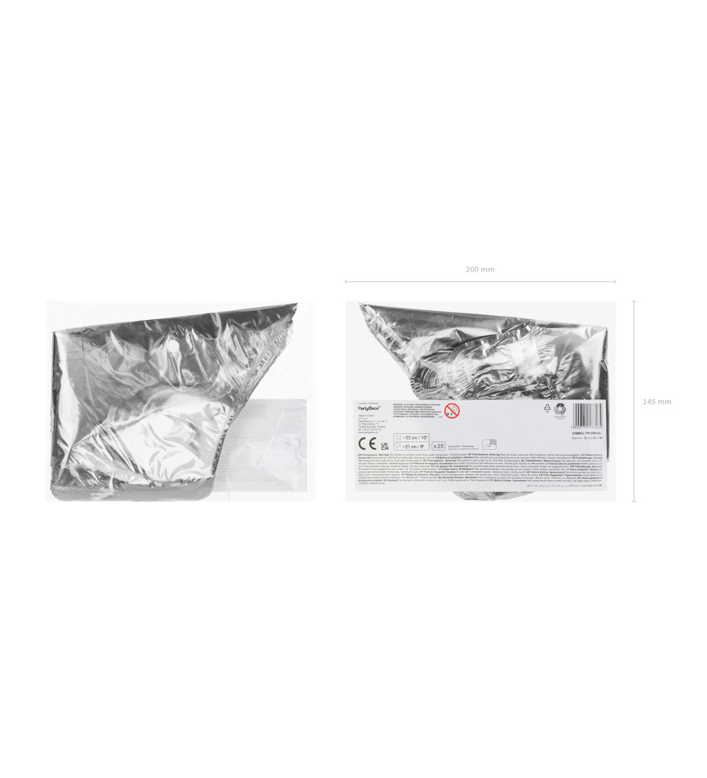 Fóliový balónek hvězda stříbrná 21 cm