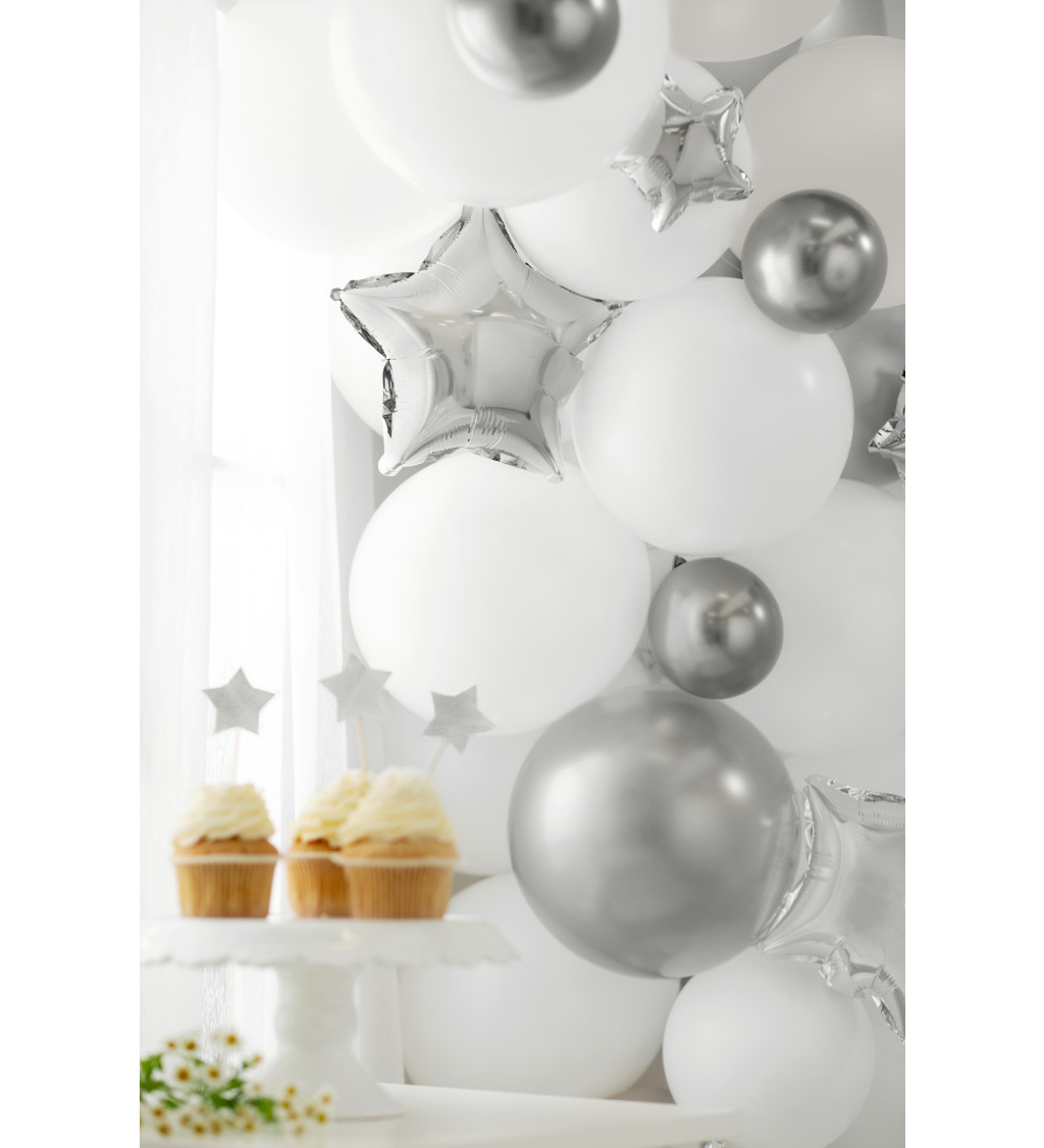 Fóliový balónek hvězda stříbrná 21 cm