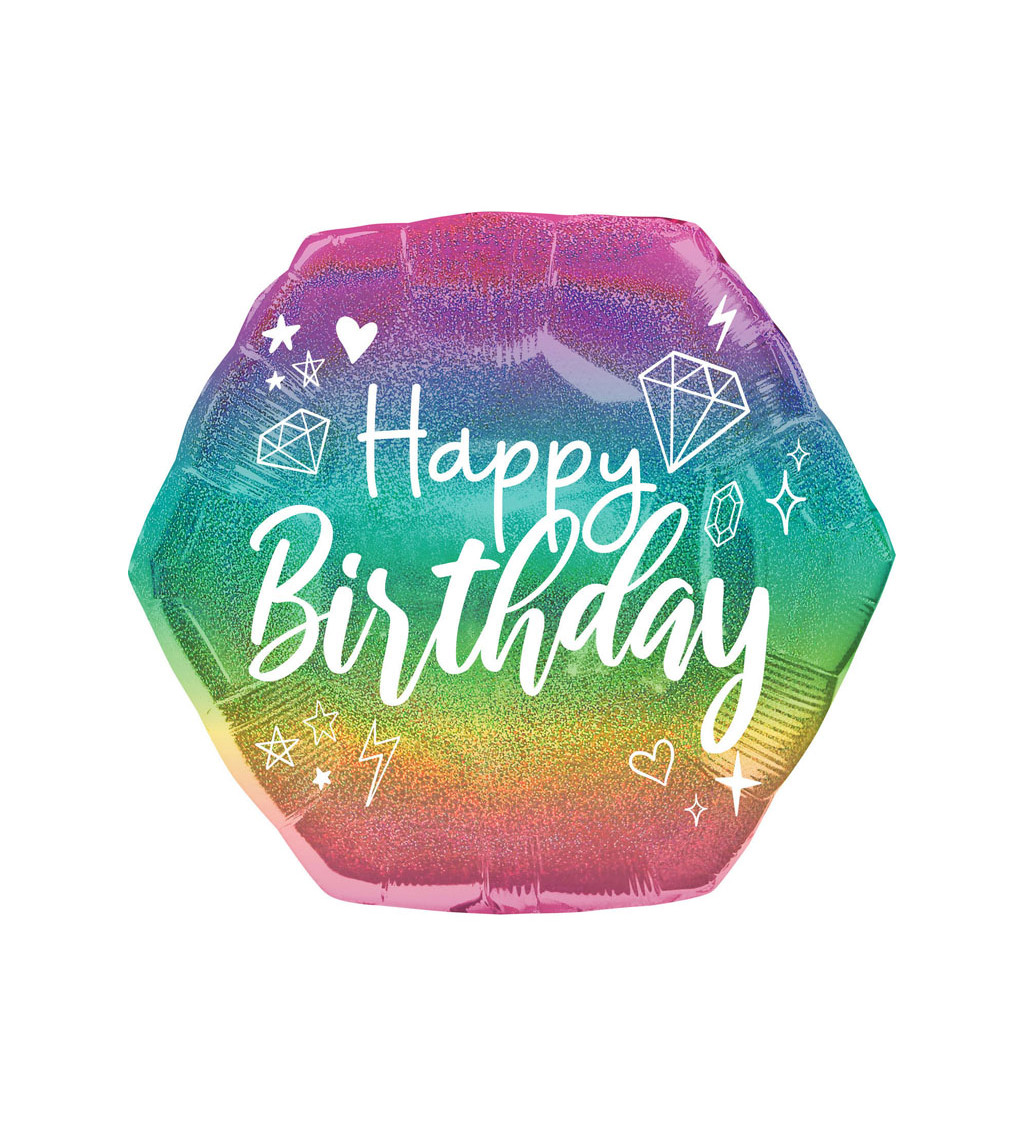 Happy Birthday balónek - holografický