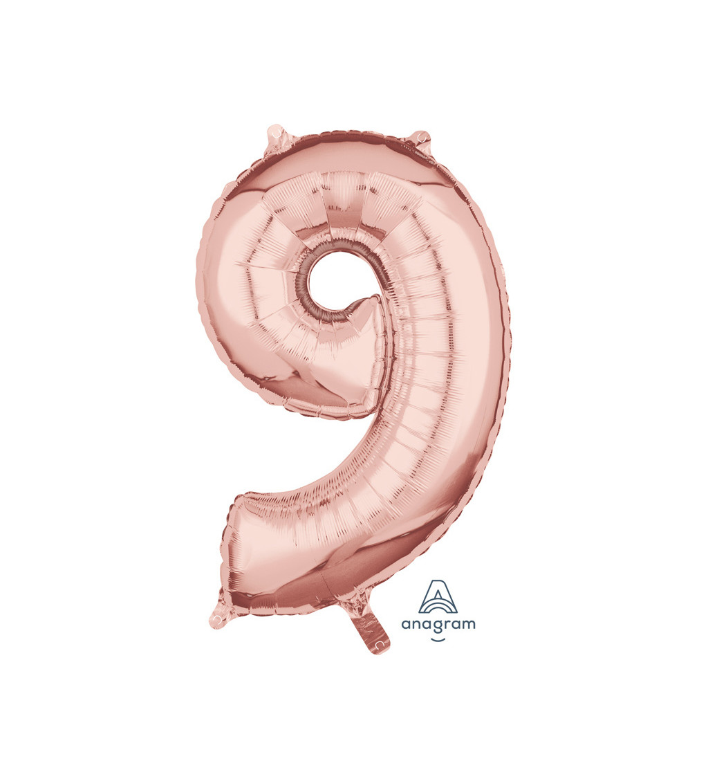 Fóliový balónek číslo 9, růžově zlatý, 66 cm