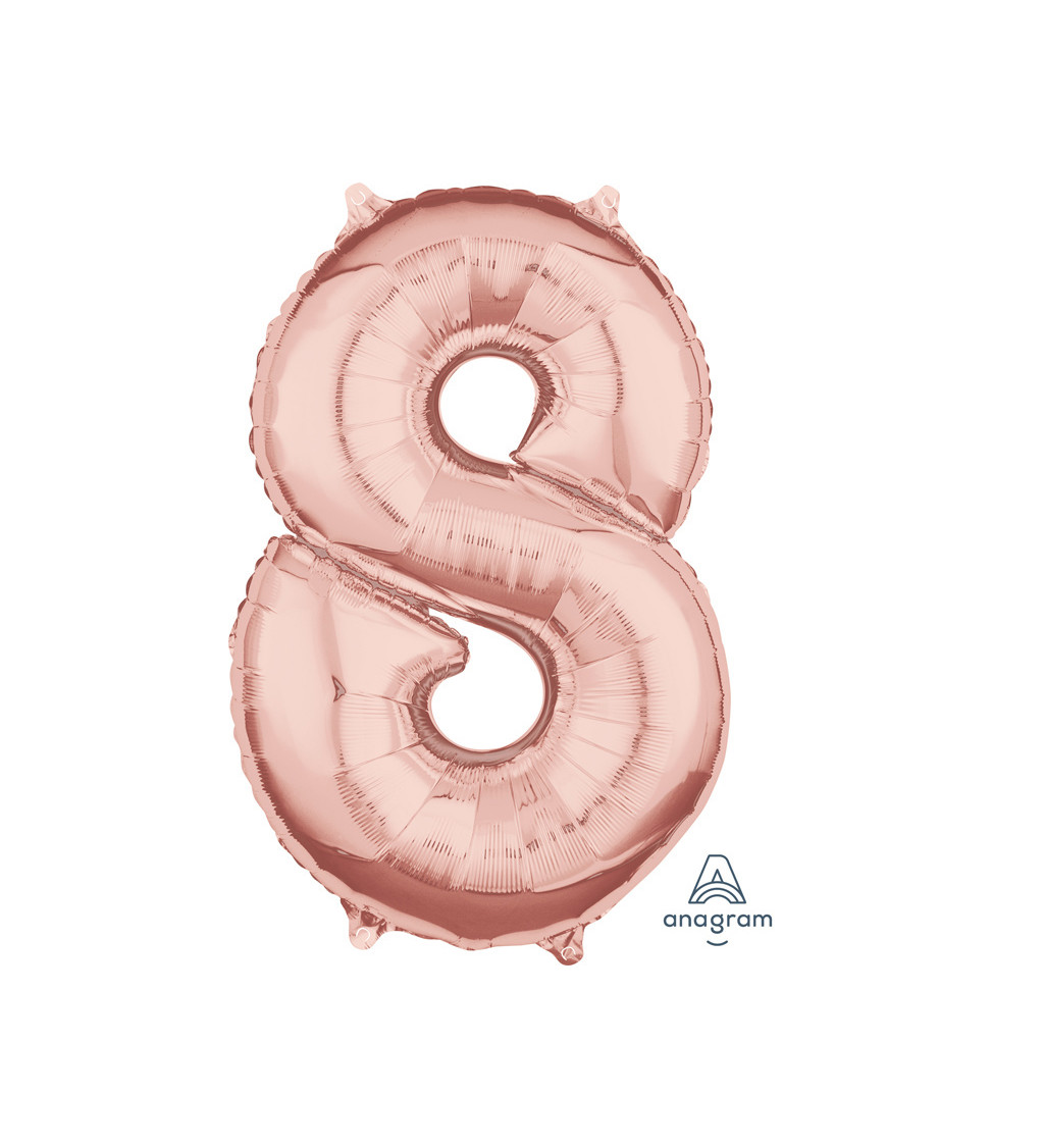 Fóliový balónek číslo 8, růžově zlatá, 66 cm