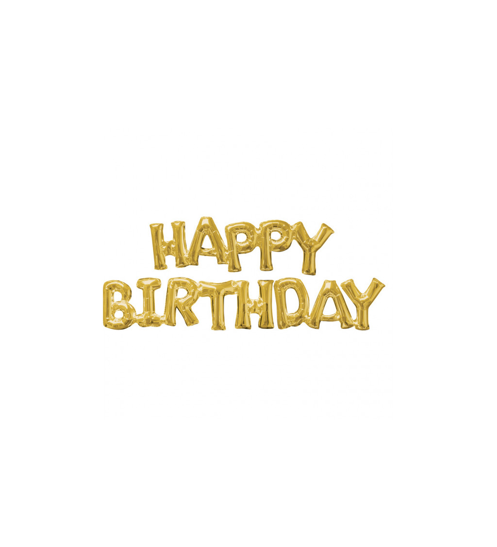 Happy Birthday zlatý balónek