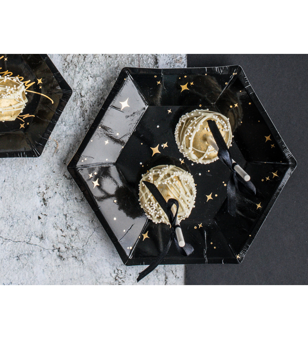 Talíř - černý s hvězdami