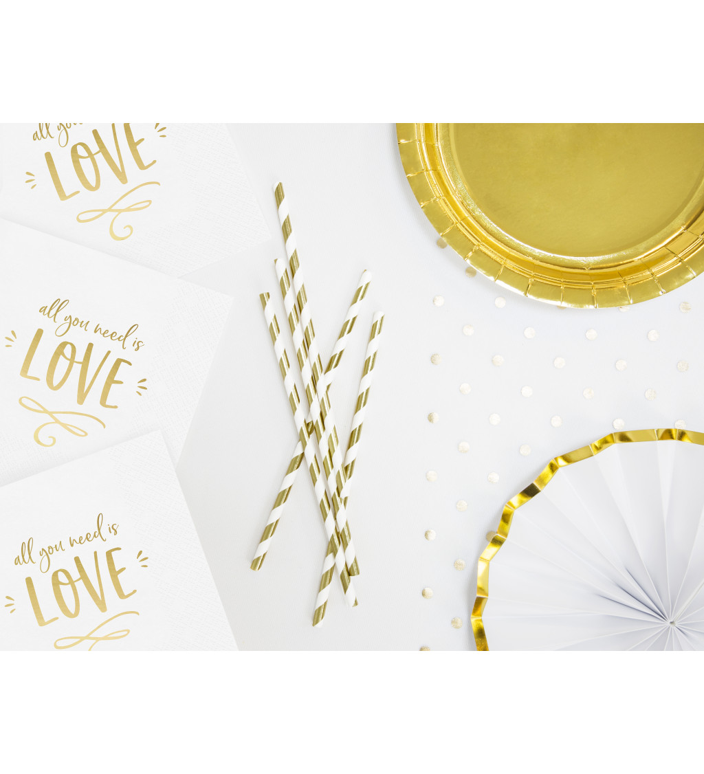 Papírová brčka zlaté pruhy