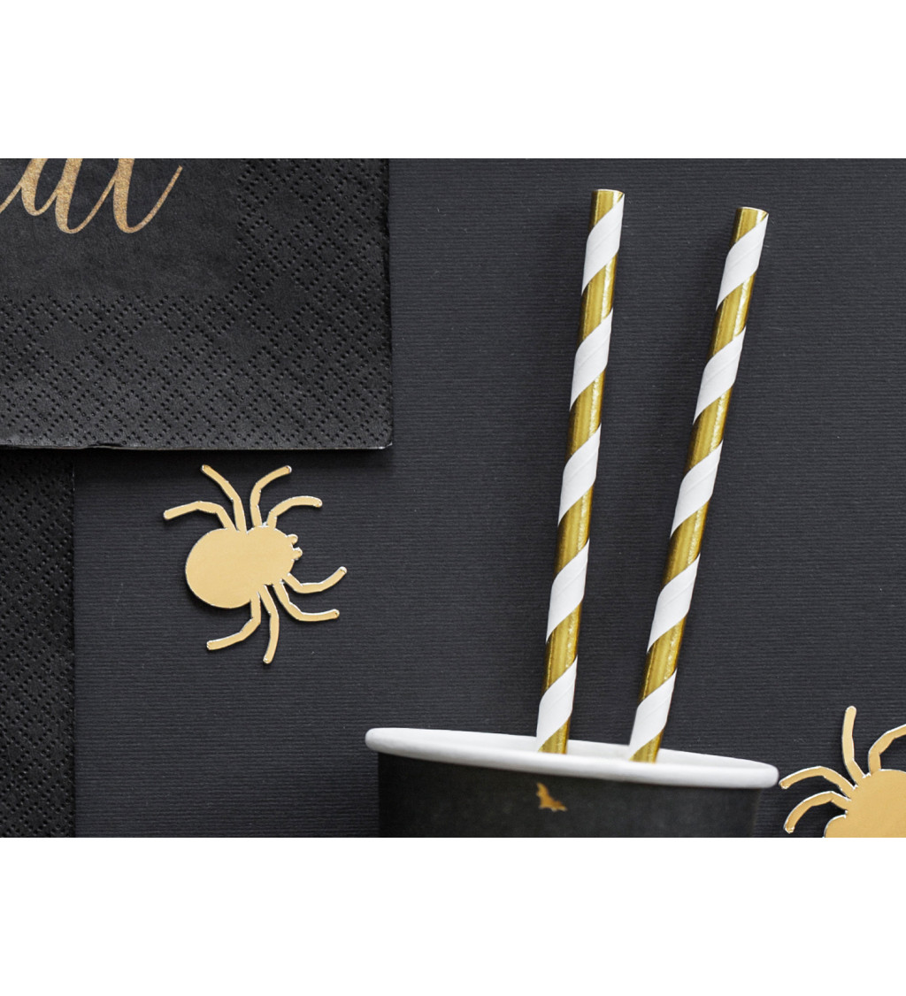 Papírová brčka zlaté pruhy