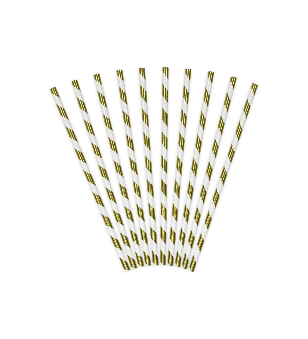 Papírová brčka zlaté pruhy
