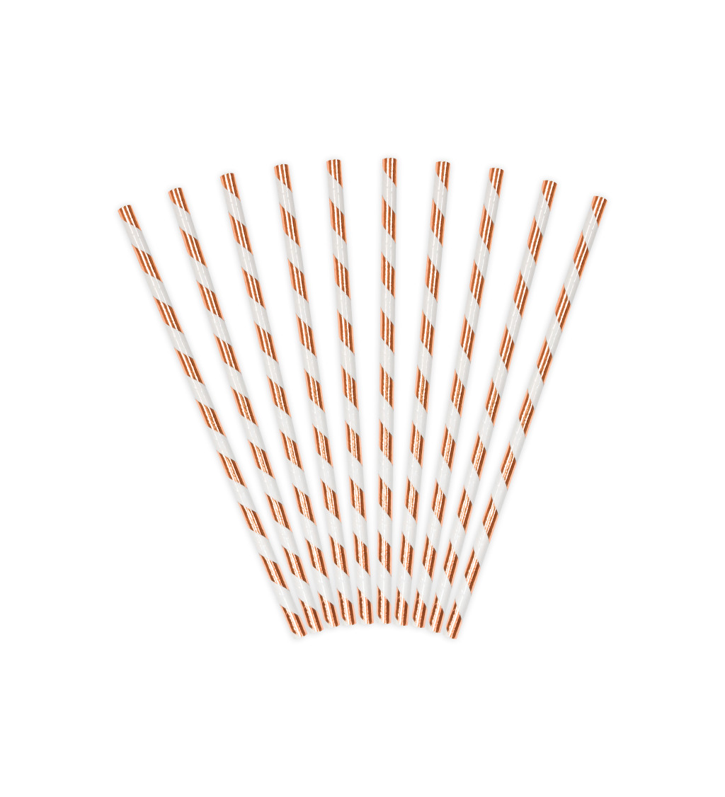 Papírová brčka rosegold pruhy