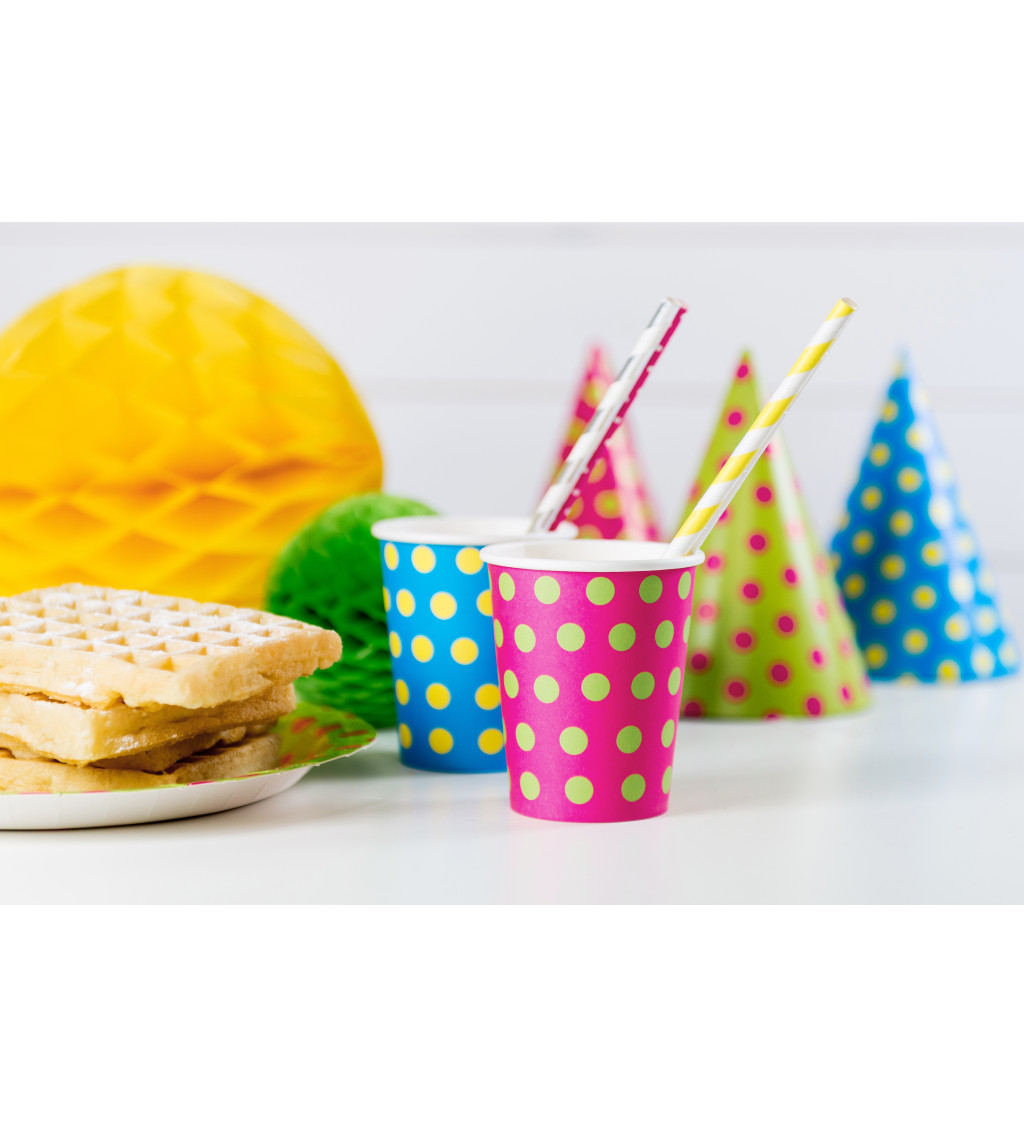 Papírová brčka žluté pruhy