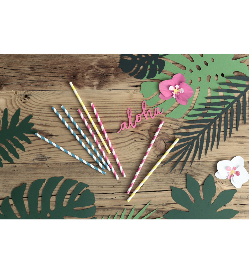 Papírová brčka žluté pruhy