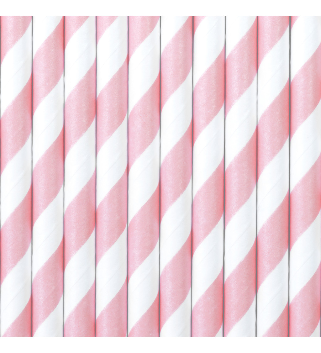 Papírová brčka světle růžové pruhy