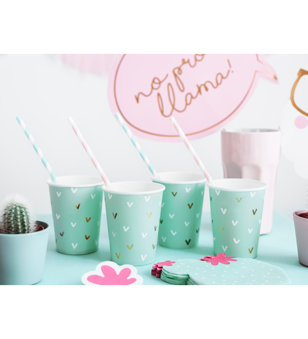 Papírová brčka světle růžové pruhy