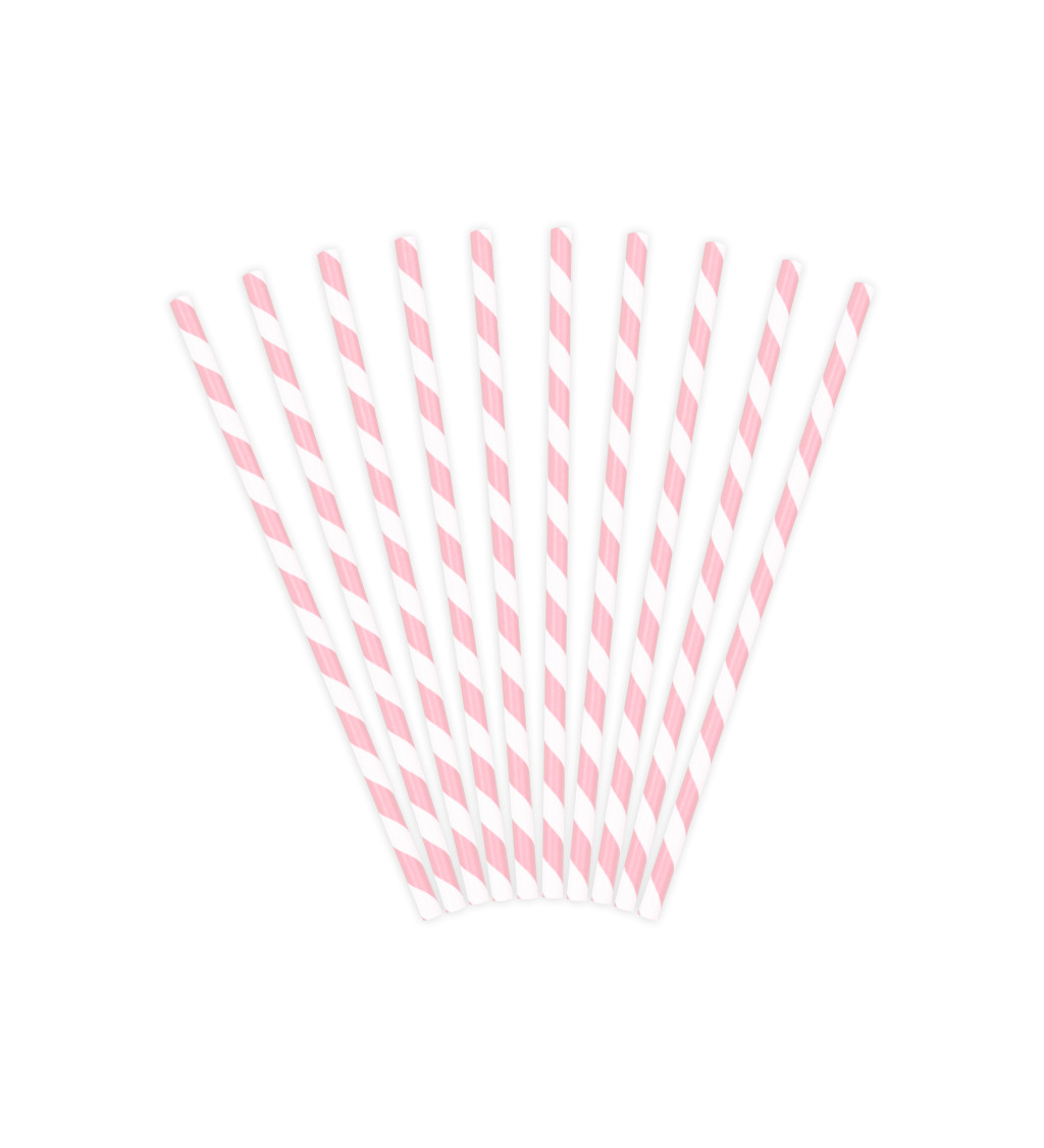 Papírová brčka světle růžové pruhy