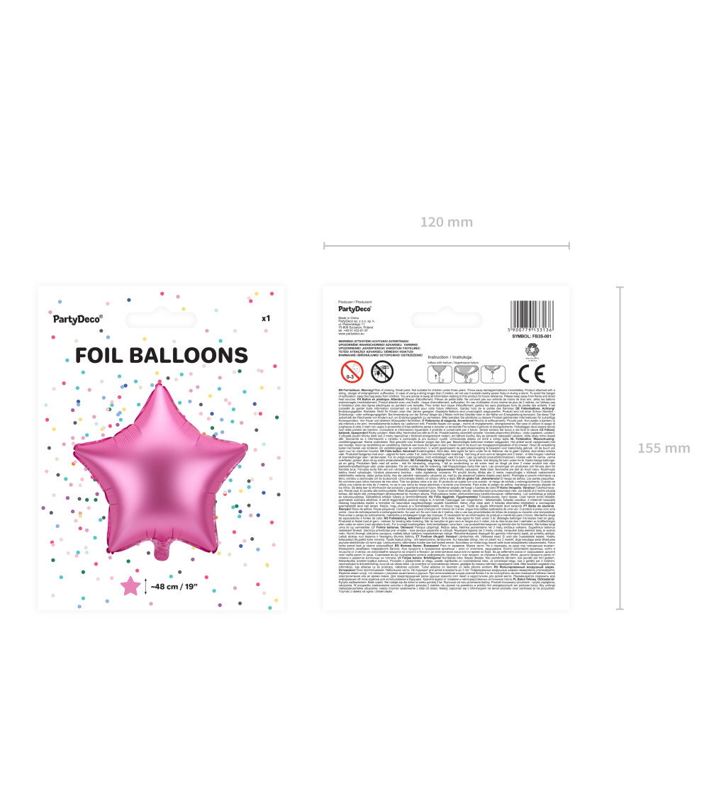 Fóliový balónek Hvězda růžová