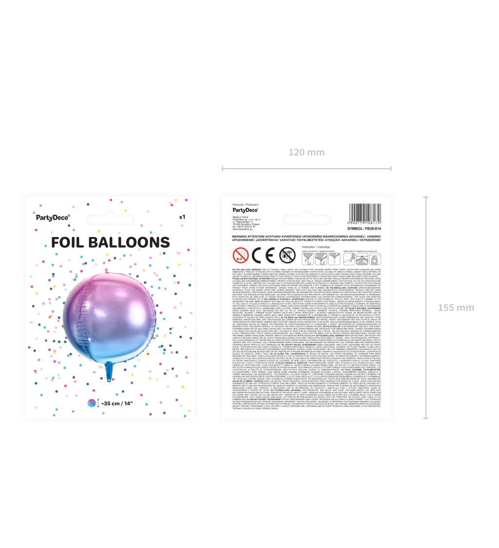 Metalický Fóliový balónek - ombré fialovo - modrý