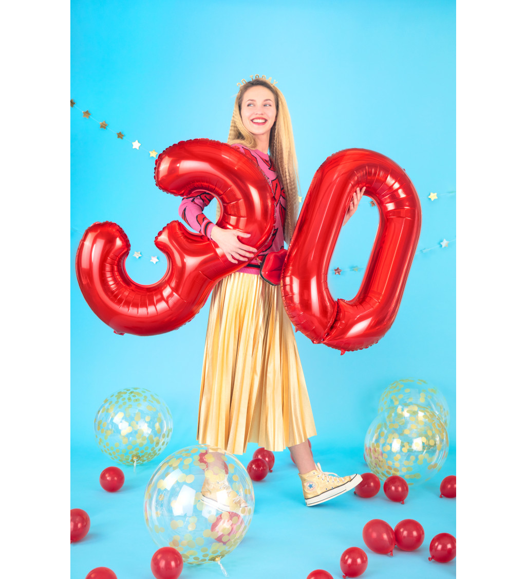 Fóliový balónek číslo 9, červená, 86cm