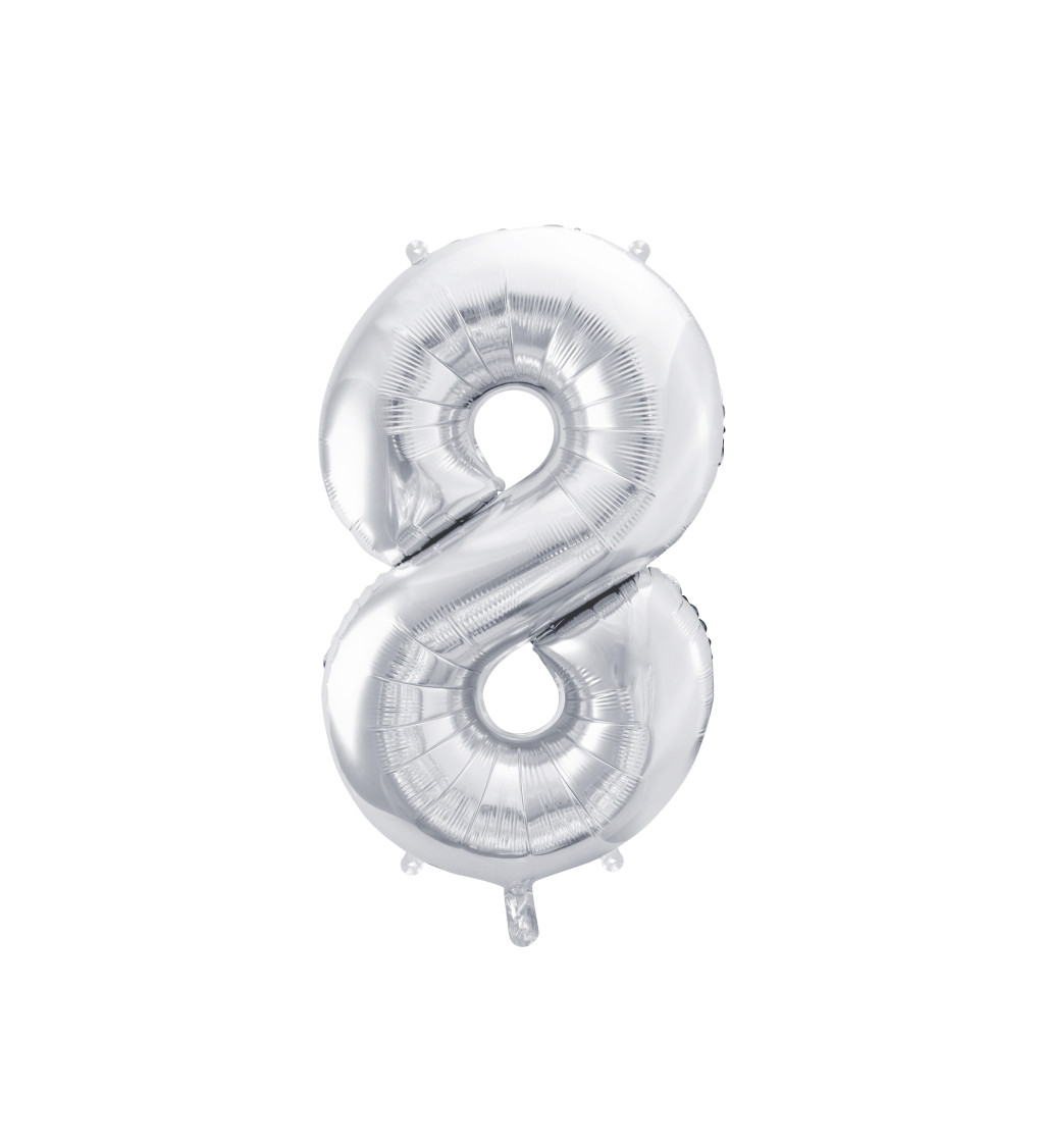Fóliový balónek číslo 8, stříbrný