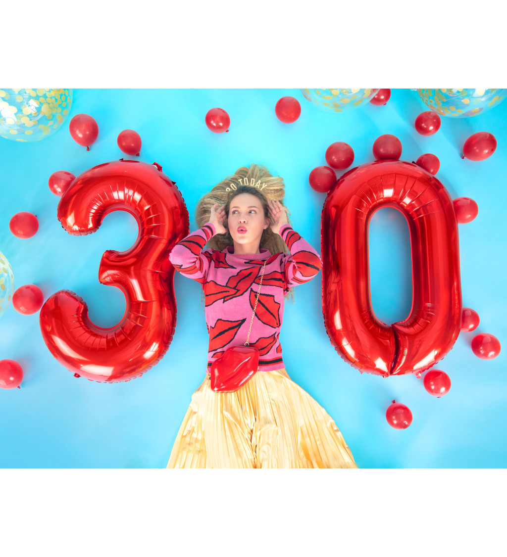 Fóliový balónek číslo 6 červený 86 cm