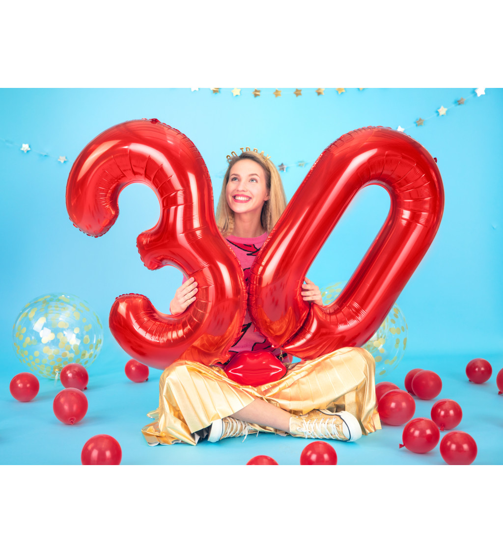 Fóliový balónek číslo 6, červený, 86cm
