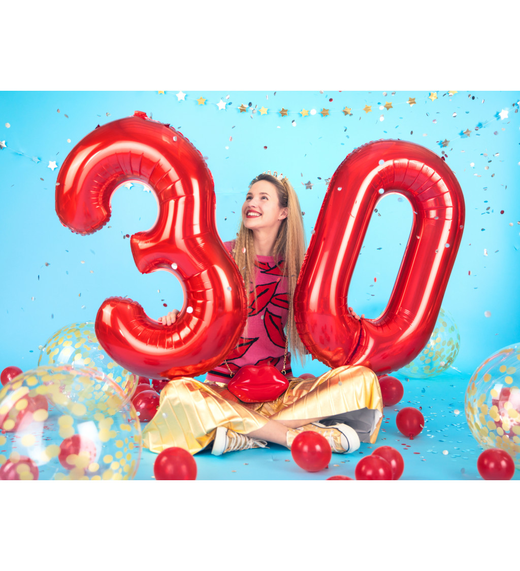 Fóliový balónek číslo 6 červený 86 cm