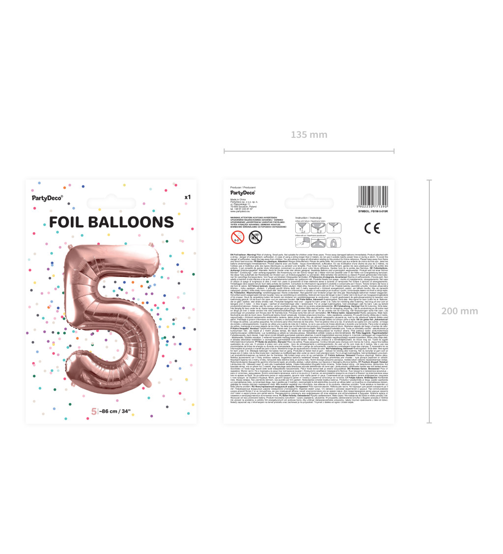 Fóliový balónek 5 rosegold
