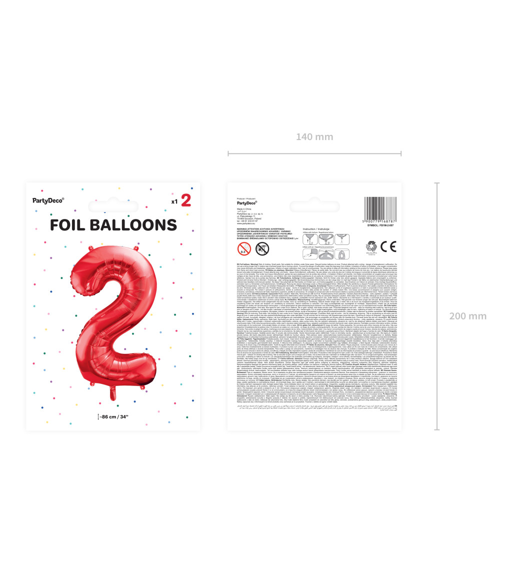 Fóliový balónek 2 - červený
