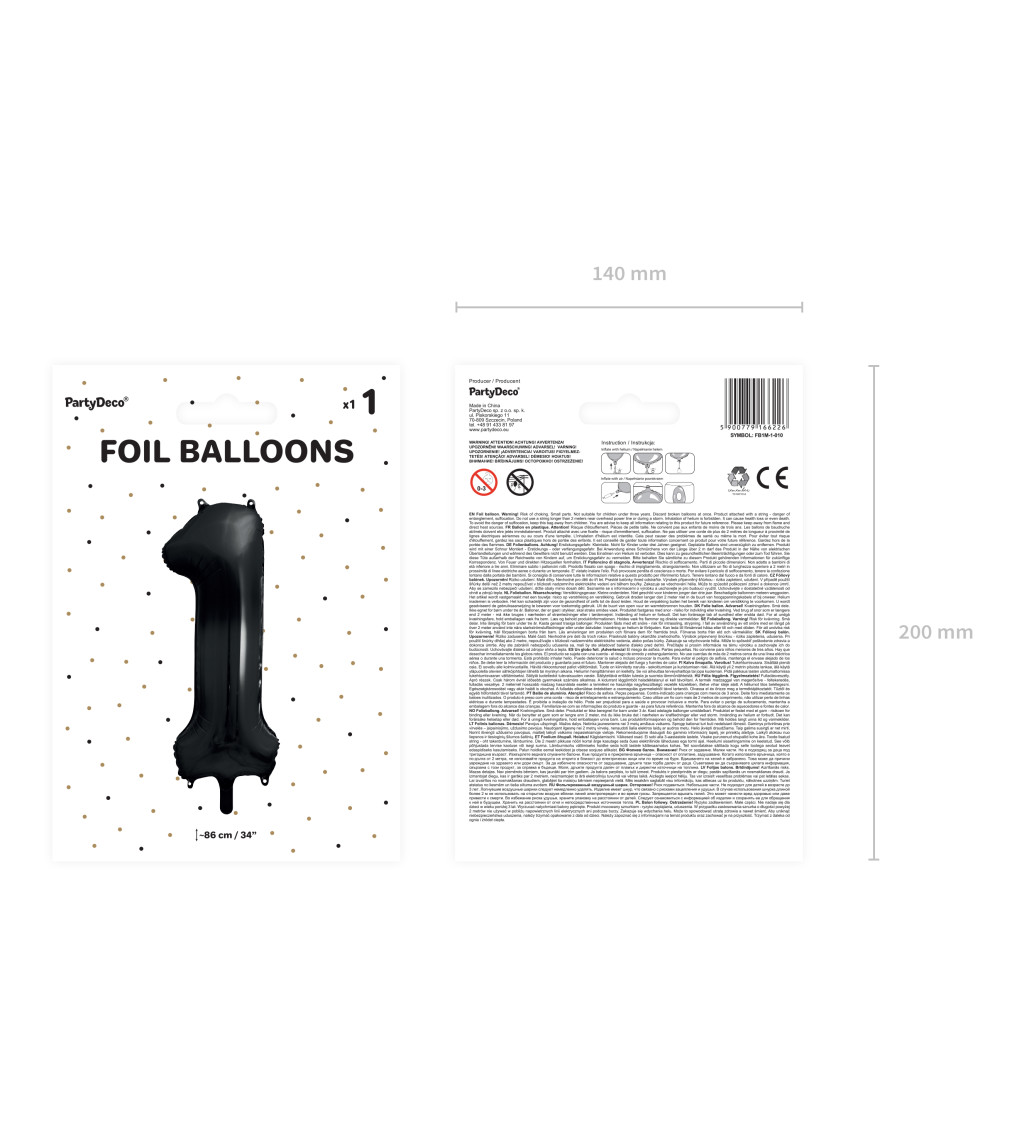 Fóliový balónek 1 - černý