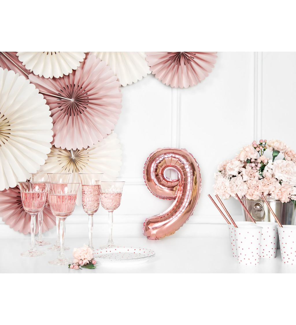 Fóliový balónek číslo 9 rosegold 35 cm