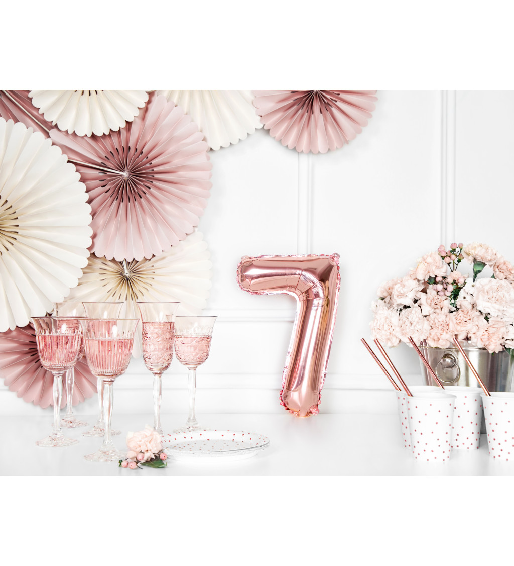 Fóliový balónek číslo 7 rosegold 35 cm