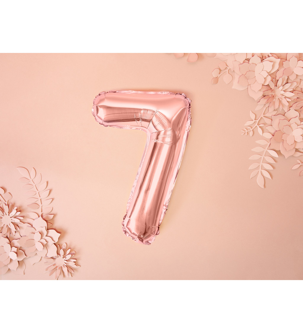 Fóliový balónek číslo 7 rosegold 35 cm