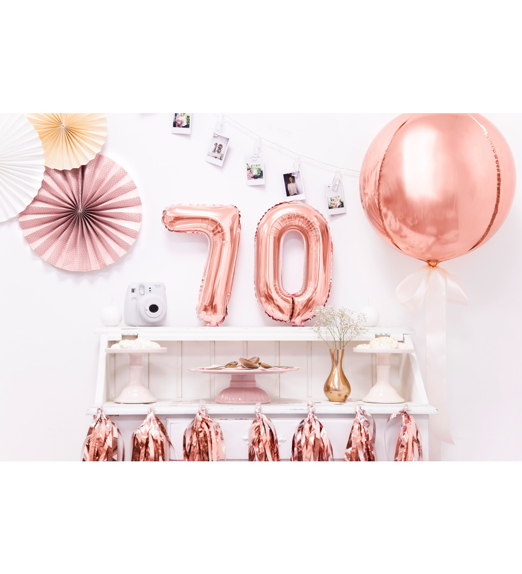 Fóliový balónek číslo 7 rosegold 35 cm