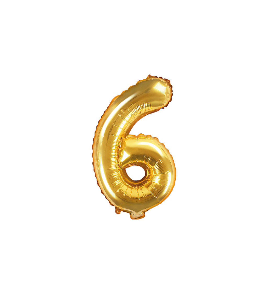 Fóliový balónek číslo 6, zlatá, 35cm