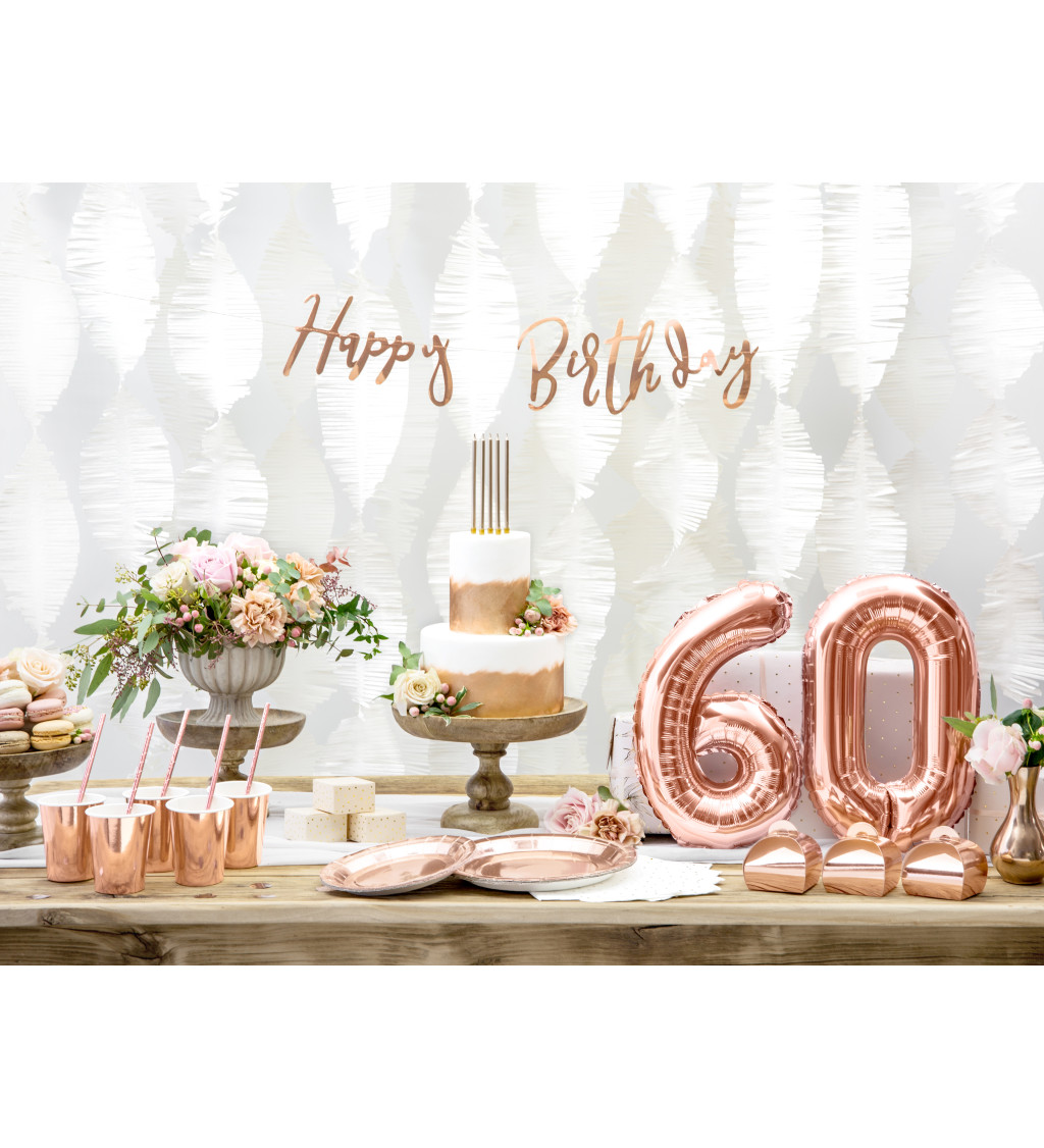 Fóliový balónek číslo 6, růžově zlatá, 35 cm