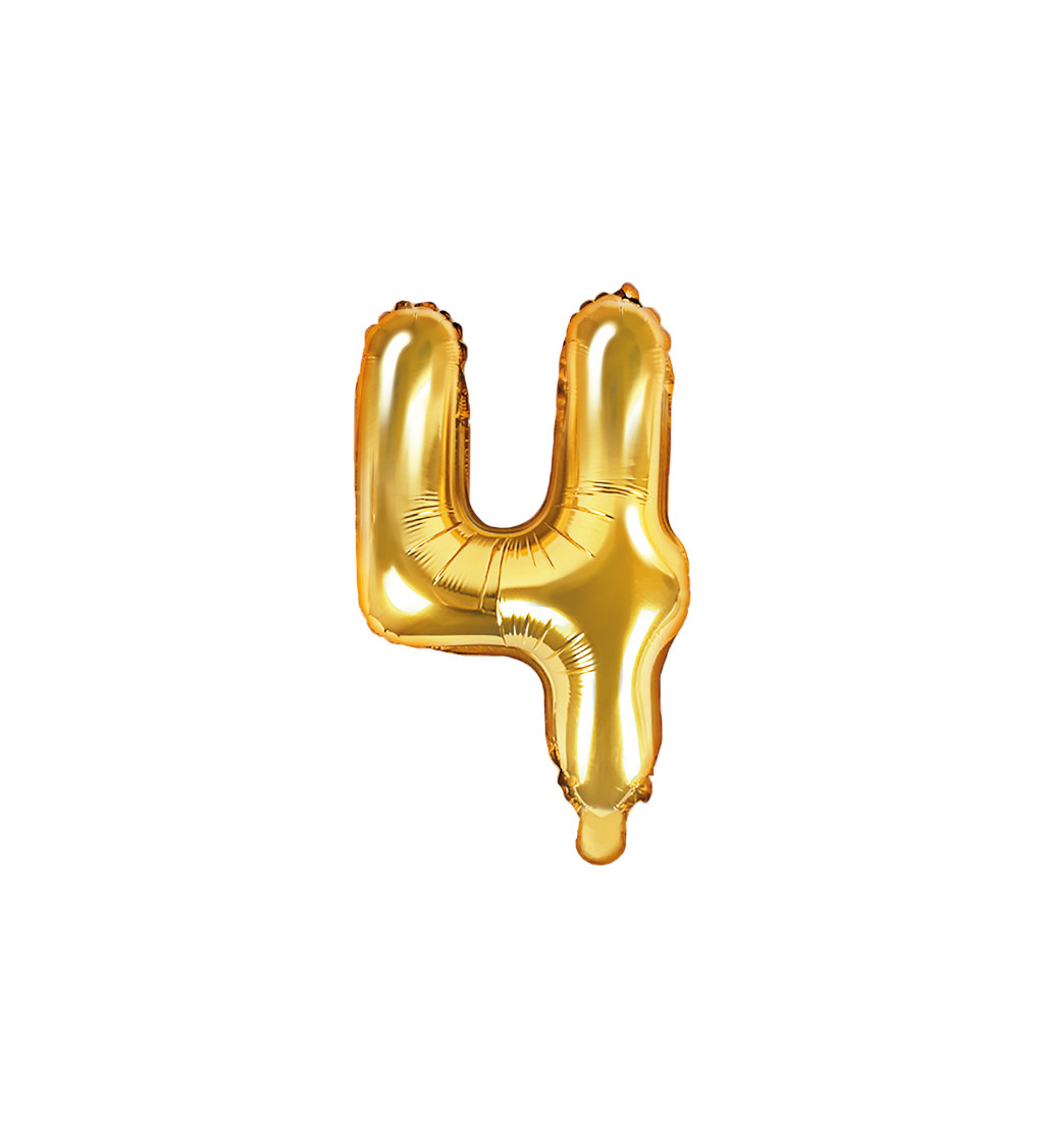 Fóliový balónek číslo 4, zlatá