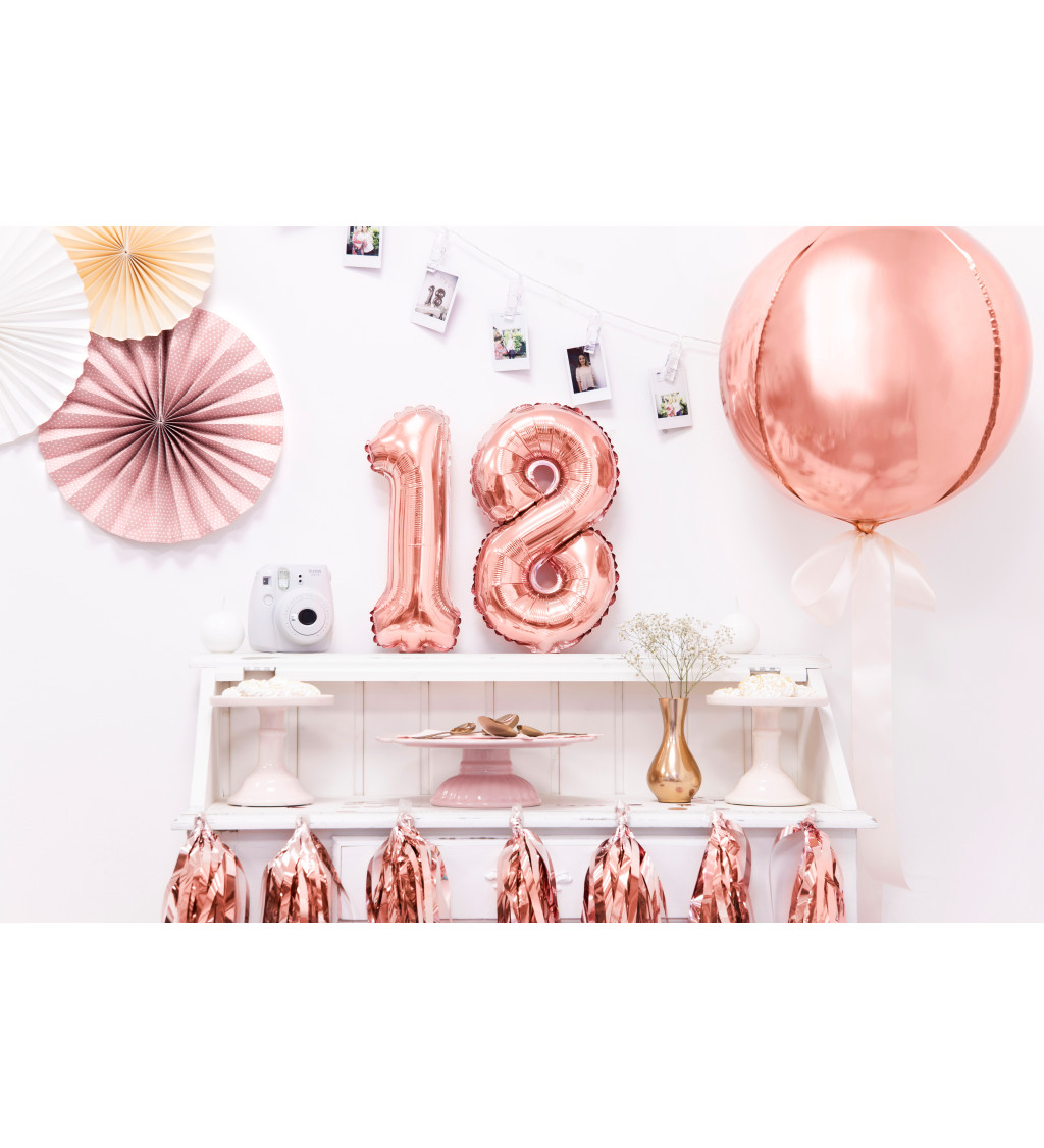 Fóliový balónek číslo 1, růžově zlatá, 35 cm