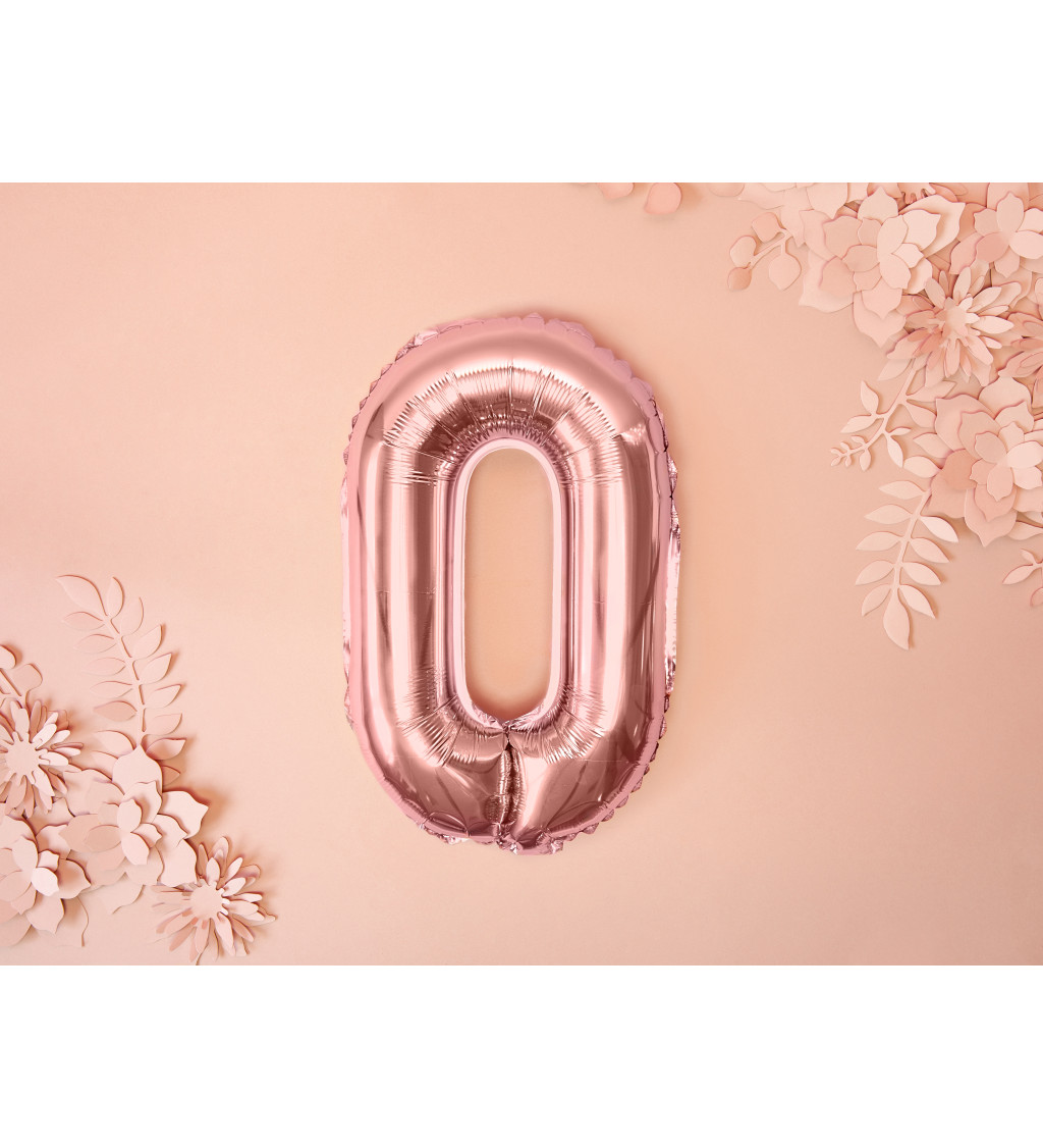 Fóliový balónek číslo 0, růžově zlatá