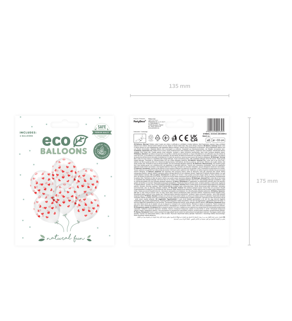 Latexové balónky průhledné se srdíčky 30 cm 6 ks
