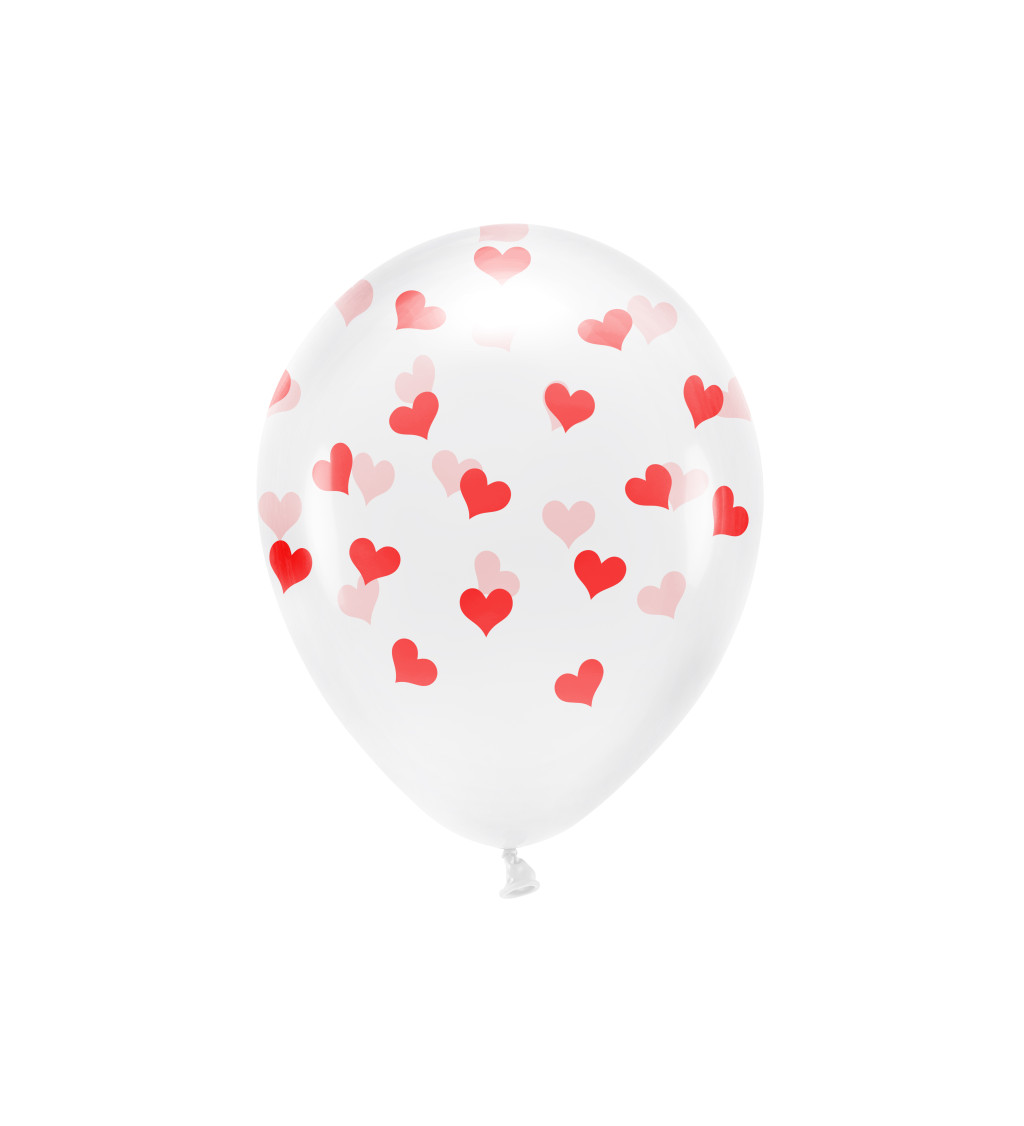Latexové balónky průhledné se srdíčky 30 cm 6 ks