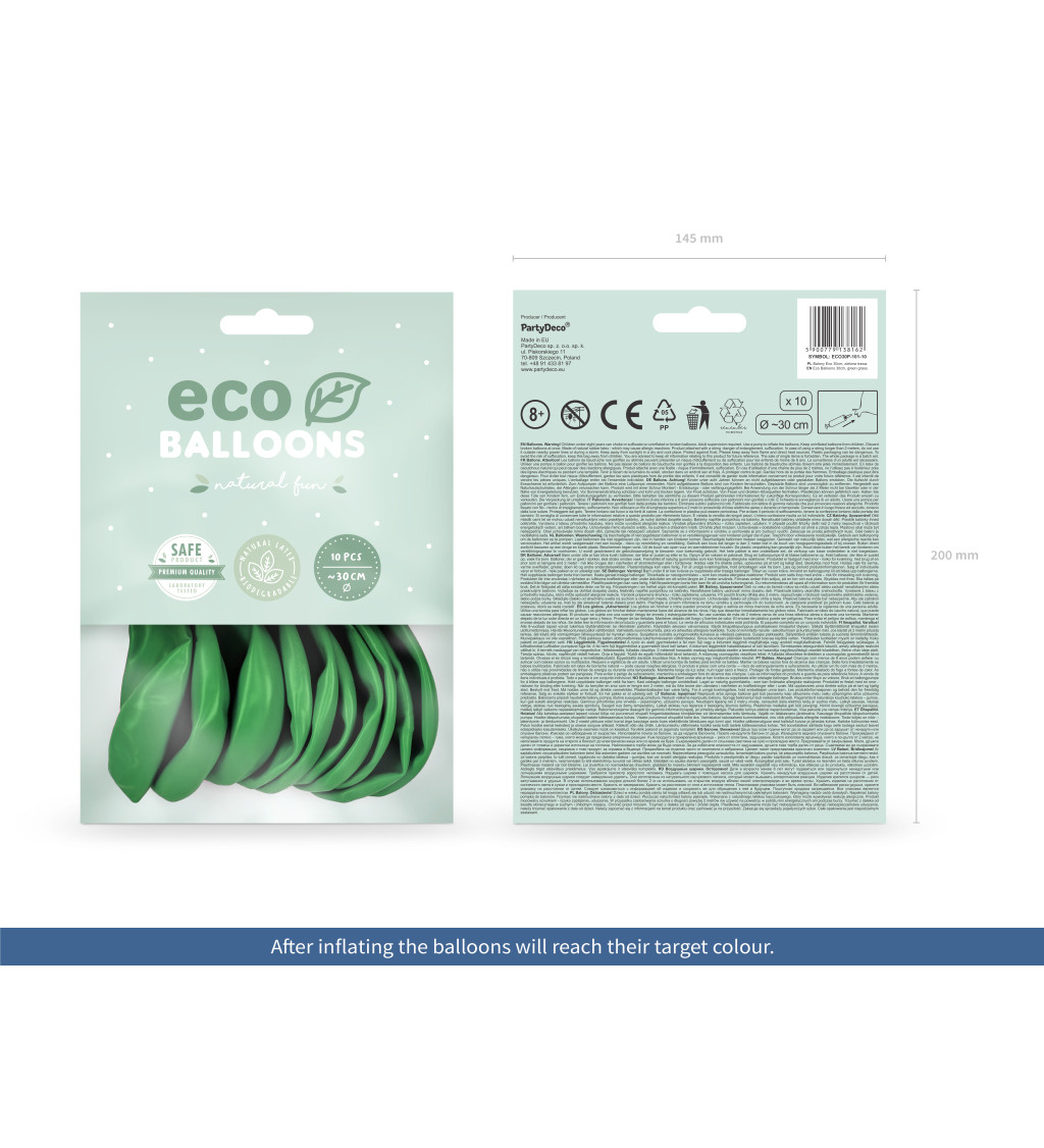 EKO Latexové balónky 30 cm světlounce zelené, 10 ks