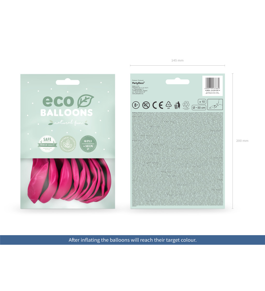 Latexové balónky eco pastelové fuchsia 10 ks