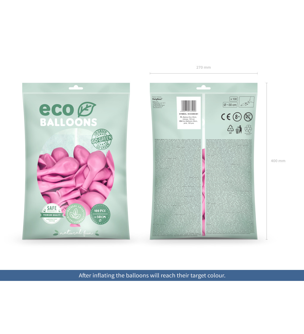 EKO Latexové balónky 30 cm růžové, 10 ks