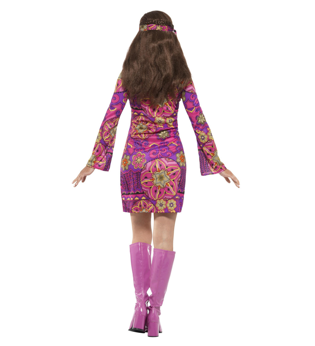 Dámský kostým - Růžové hippie šaty