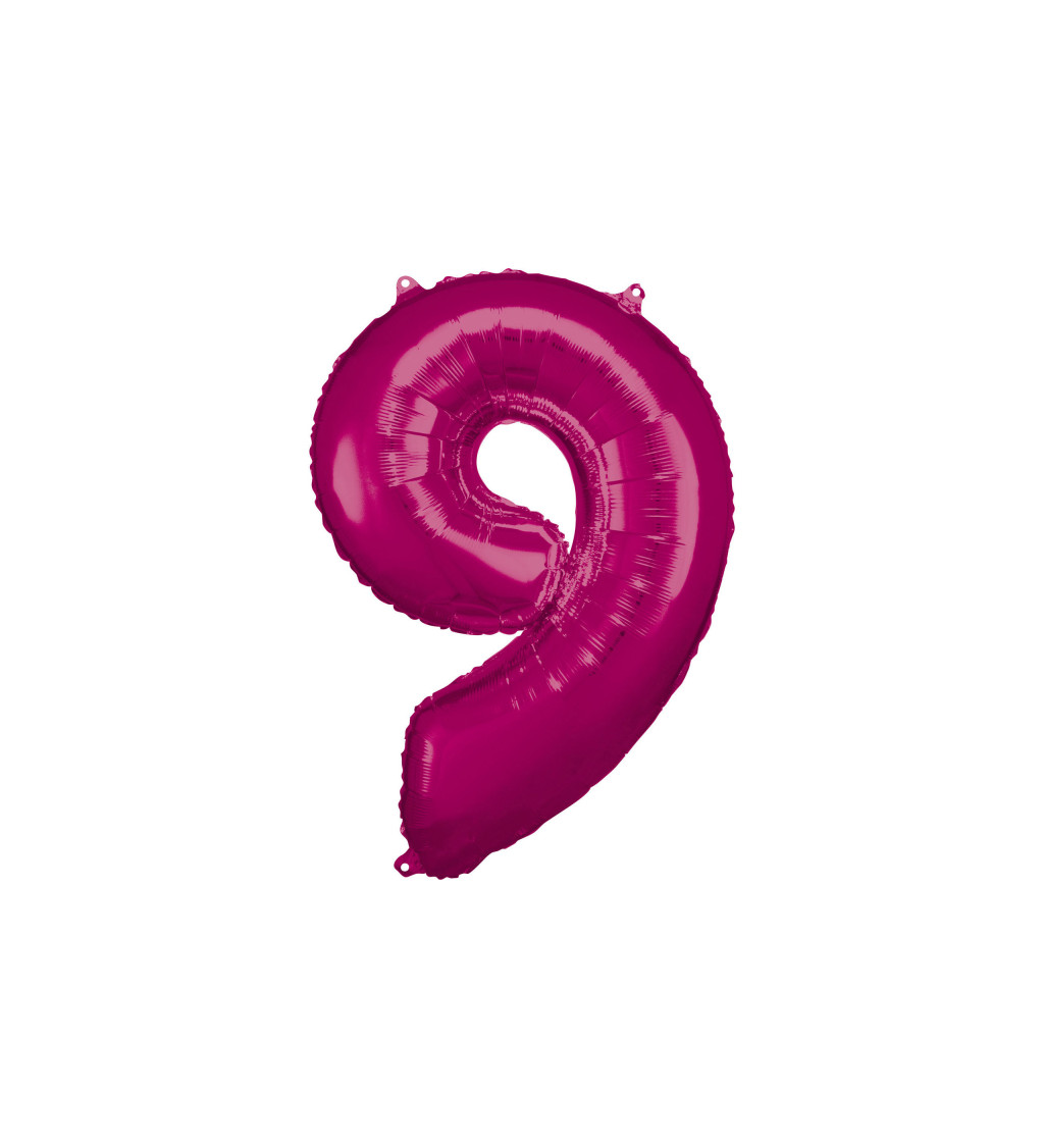 Fóliový balónek číslo 9, růžový, 86 cm